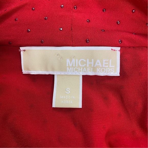 MICHAEL | Michael Kors Red Cowl Neck Studded  Blouse - Size Small - Picture 3 of 3